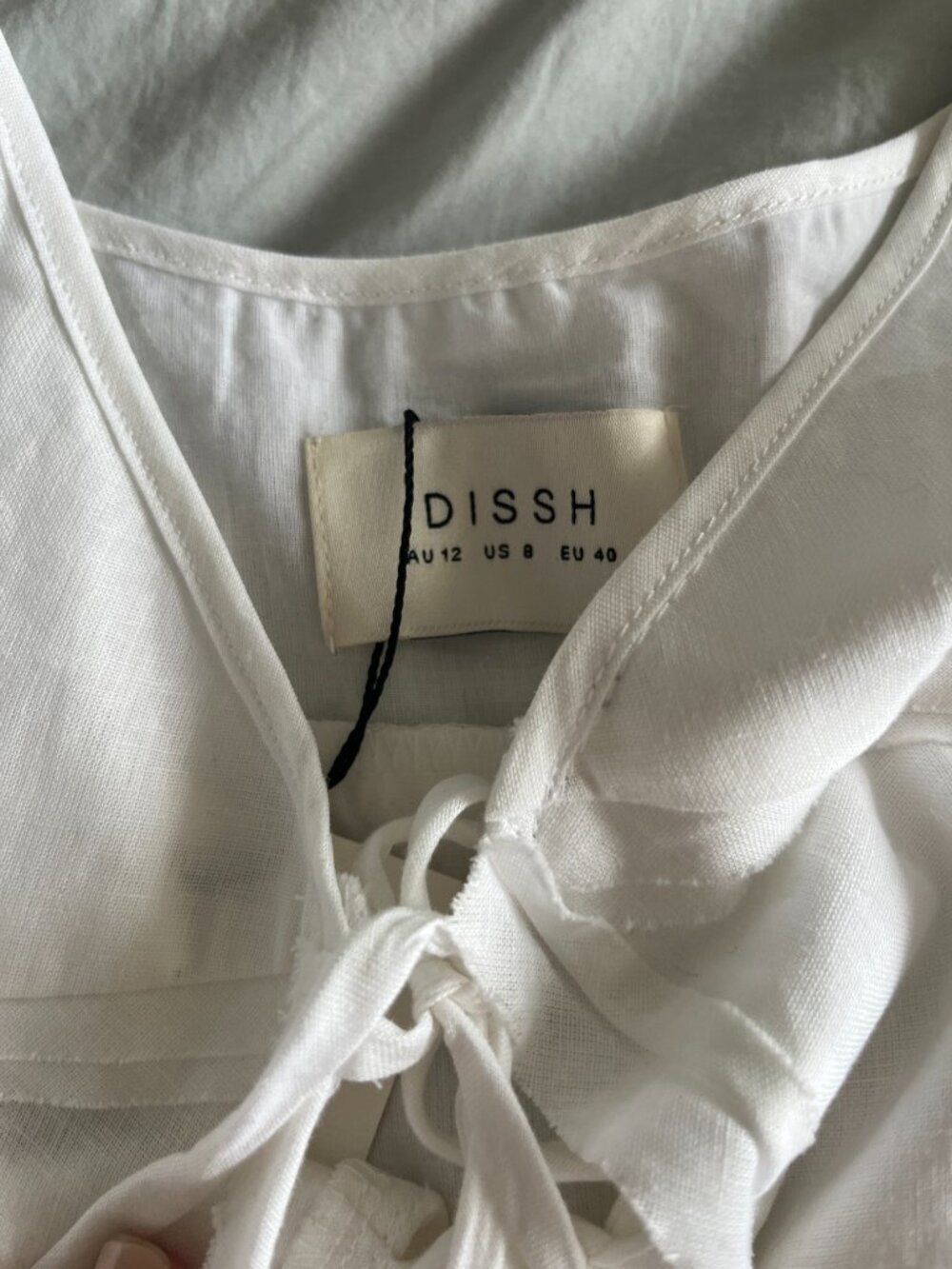 DISSH Mimi White Linen Midi Dress NWT Size 8/12 - Picture 3 of 5